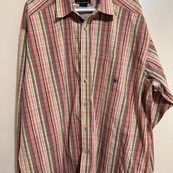 Ariat Pro Series  Button Down Shirt Mens Multicolor Size XXL Long Sleeve Plaid - Picture 7 of 11